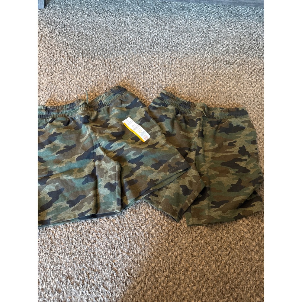 Wonder Nation Boys Camo Knit Shorts 2 Pack Green Camouflage Size L 10-12 NWT